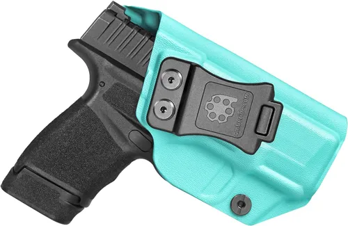 Vista 18 de Funda Kydex IWB fabricada en Estados Unidos para Springfield Hellcat Diseño a prueba de sudor con un protector de sudor completo, inclinación