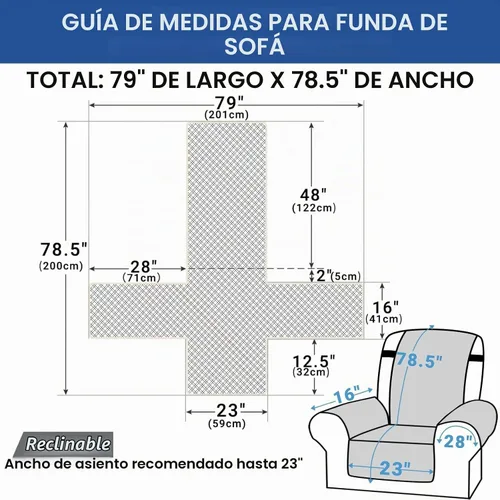 Vista 6 de XINEAGE Funda para Sillón Reclinable Resistente al Agua, Fundas Antideslizantes para Silla Reclinable con Bolsillos, Fundas Acolchadas Gruesas