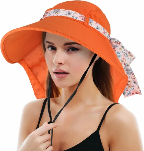 Vista 11 de Solaris UPF 50+ Gorro de ala ancha para mujer - Tamaño pequeño, ligero y plegable, gorro floral refrescante con solapa para el cuello #1 Gris