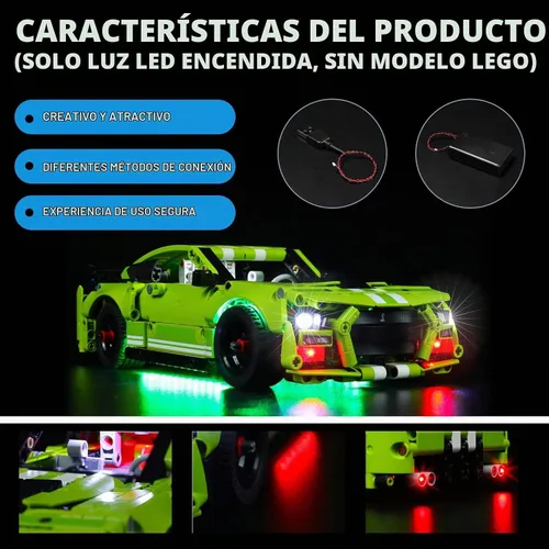 Vista 7 de VONADO Kit de luces LED compatible con Lego Technic Ford Mustang Shelby GT500 42138, iluminación de bricolaje para Mustang 42138