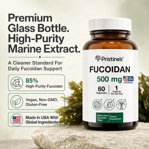 Vista 2 de PRISTINE'S Fucoidan - Cápsulas de extracto de algas marrones de 500 mg