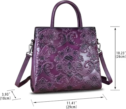 Vista 4 de Bolso bandolera de cuero genuino para mujer, bolso de mano con asa superior, hecho a mano, estilo vintage, bolso cruzado
