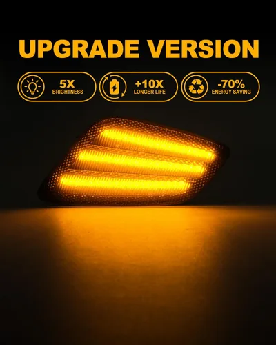 Vista 2 de Luces LED laterales compatibles con Jeep Wrangler TJ 1997-2006, luz intermitente ámbar ahumada, paquete de 2