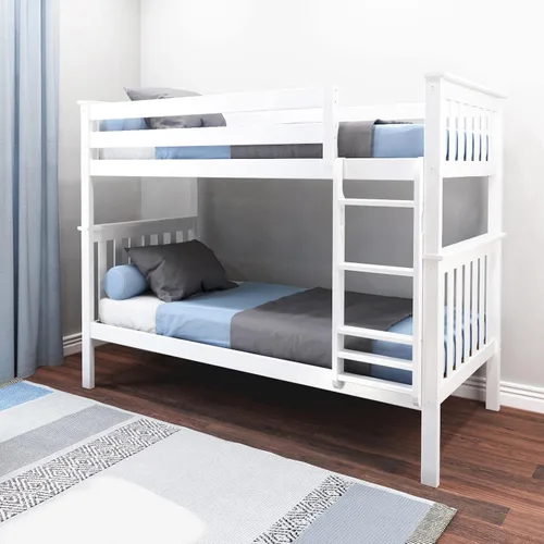 Vista 30 de Max & Lily - Litera, marco de cama individual sobre cama matrimonial para niños, color azul. Climb with Confidence, Sturdiness Redefined