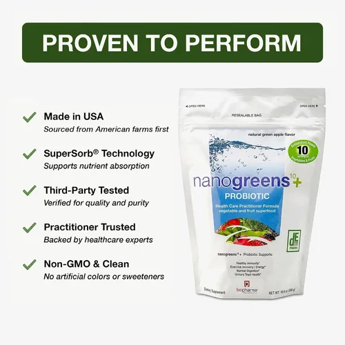 Vista 3 de Biopharma Scientific NanoGreens + Polvo de verduras probióticas