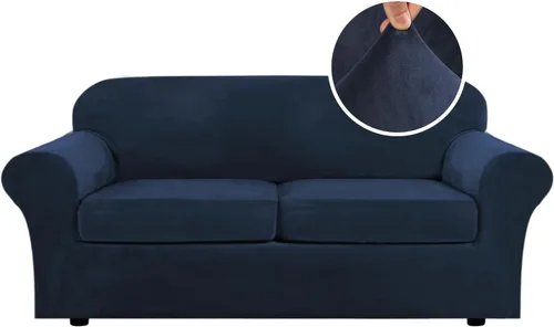 Vista 21 de H.VERSAILTEX - Funda elástica para sofá de 2 piezas, funda protectora de terciopelo, suave, con parte inferior elástica, con un ancho de hasta 49
