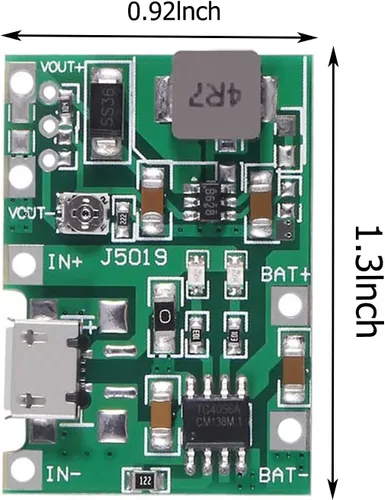 Vista 2 de Módulo de cargador de batería USB TP4056 3.7V 4.2V a 9V 5V 2A carga descarga integrado módulo elevador, módulo de cargador de batería de iones
