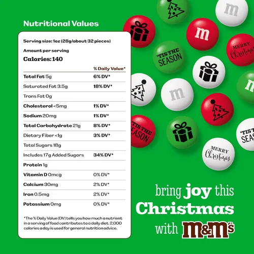 Vista 2 de M&M'S WORLD Dulces de Chocolate con Leche de Navidad - 2 Libras de Chocolate de Color Festivo a Granel Para Bolsas de Dulces de Navidad