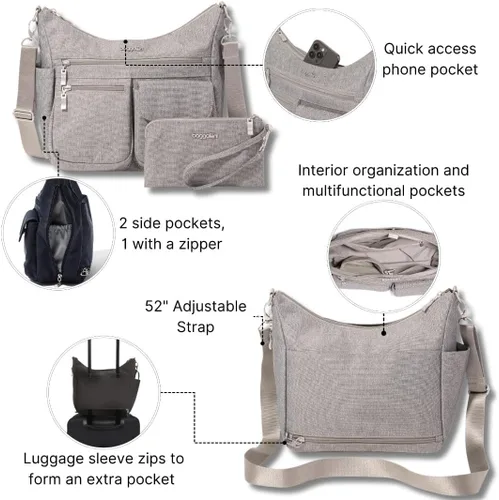 Vista 104 de Baggallini Modern Everywhere Crossbody Women 11x9x4.5 RFID Hobo Bag