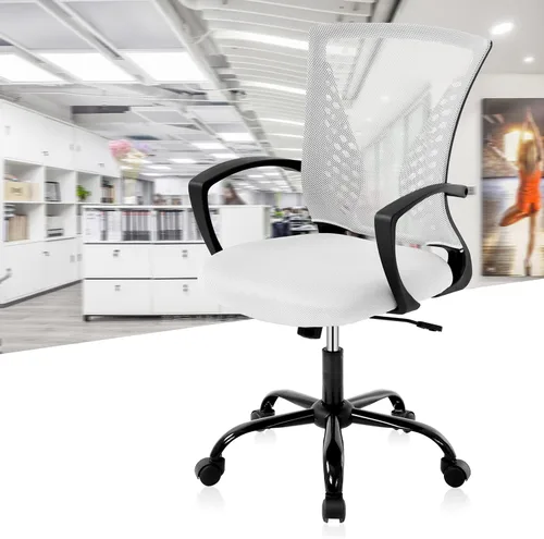 Vista 10 de TTY Store Silla de oficina de malla para el hogar, silla de escritorio ergonómica con soporte lumbar, reposabrazos ejecutivo, ajustable, giratoria