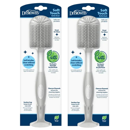 Vista 15 de Dr. Brown's Cepillo de limpieza de biberones suave sin rayones para bebé, limpiador de tetinas y base con ventosa para fácil almacenamiento, libre