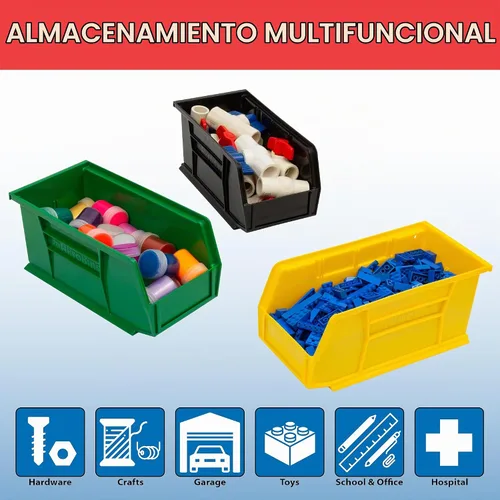 Vista 4 de Contenedores apilables 30230 de Akro-Mils, de plástico, 11 x 5 x 5 pulgadas, 12 unidades Negro