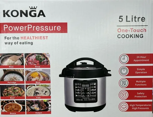 Vista 6 de Olla a presión eléctrica, olla multifunción de 5 L, olla arrocera 8 en 1, máquina de sopa, negro/acero inoxidable