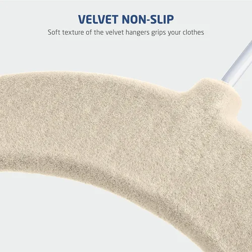 Vista 6 de ZOBER Perchas de terciopelo premium para niños (14.0pulgadas 50 unidades), antideslizantes, ultra delgadas para ahorrar espacio, para niños, gancho
