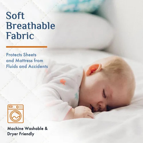 Vista 5 de Almohadilla de cama para incontinencia suave y absorbente, lavable, gran cobertura impermeable con meter en los lados, protector de lino contra