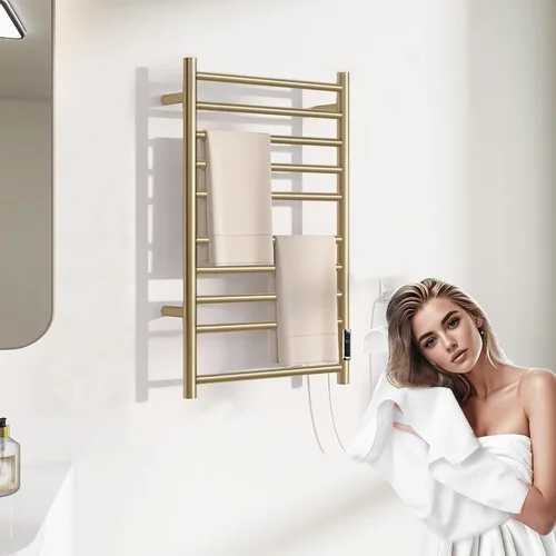 Vista 4 de Toalleros térmicos para baño, calentadores eléctricos de toallas para montar en la pared con temporizador y control de temperatura, calentador