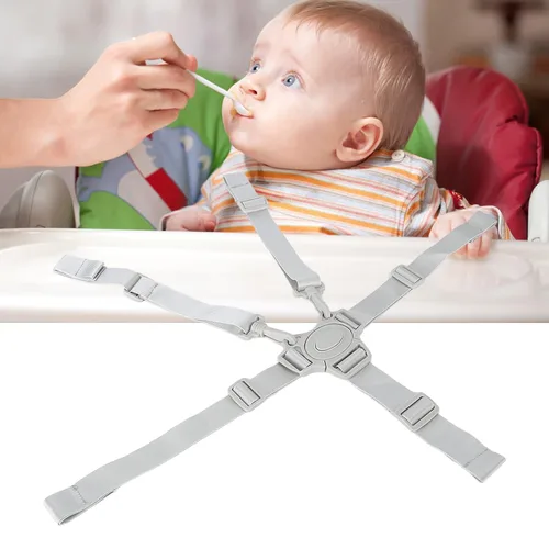 Vista 3 de Cinturón de seguridad de 5 puntos para bebé, correas de repuesto universales ajustables para silla de bebé, material resistente y cómodo