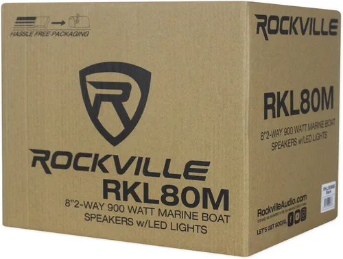 Vista 7 de Rockville Paquete RKL80MW: (2) altavoces marinos blancos RMS de 8 pulgadas de 900 vatios de 900 vatios/200 vatios, amplificador DBM25 clase AB de 2