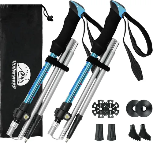 Vista 9 de Bastones de senderismo plegables – Paquete de 2 bastones de senderismo de aluminio, bastones ligeros para personas mayores, hombres, mujeres