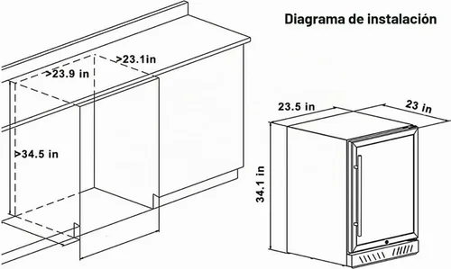 Vista 8 de BODEGA - Enfriador de vino de 24 pulgadas, refrigerador de vino de 52 botellas para botella grande como champán, compresor mejorado