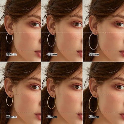 Vista 2 de Silver Gold Two Tone Big Hoop Earrings for Women 14K Real Gold Plated Hypoallergenic Large Womens Golden Hoops Earrings Set for Women 3 Sizes