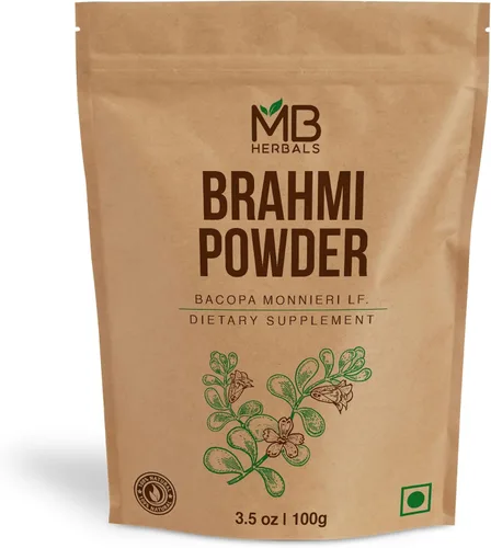 Vista 3 de MB Herbals Brahmi Pure Powder 3.53 oz 3.5 oz 100% puro Bacopa monnieri Powder Cuidado del cabello