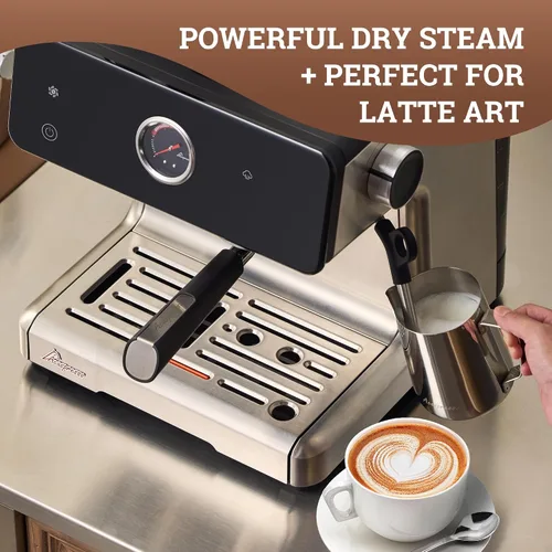 Vista 17 de Máquina de espresso con distribución automática y tazón con molinillo, cafetera barista con cold brew, espumador de leche para latte, máquina