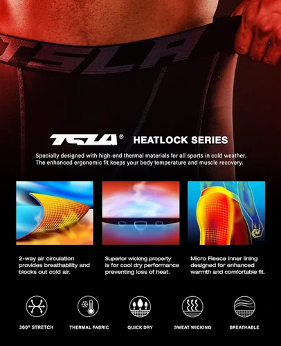 Vista 3 de TSLA - Paquete de 1 o 2 pantalones térmicos de compresión para hombre, leggings deportivos y mallas para correr pantalones para usar como primera
