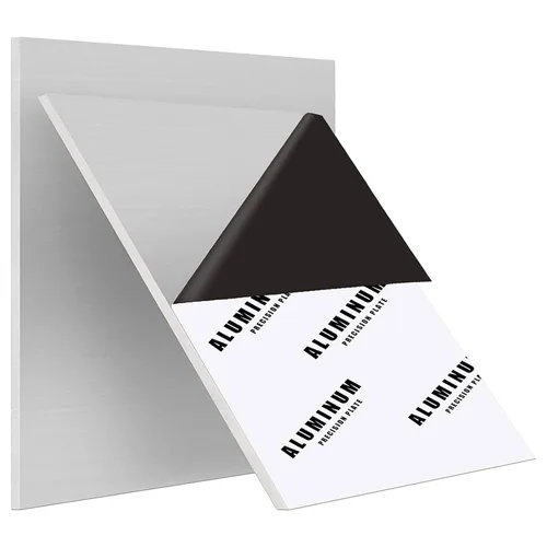 Vista 20 de Placa de hoja de aluminio de 1 pulgada de grosor, placas de aluminio resistentes de 6 x 6 pulgadas con película protectora, placa de panel plano