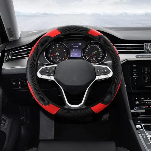 Vista 9 de Funda para Volante de Automóvil, Protector de Volante, Universal 14.5-15 Pulgadas Cuero de Microfibra Transpirable Fundas para Volante de Auto