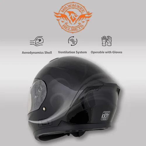 Vista 5 de Milwaukee Helmets MPH9836DOT 'Sweeper' - Casco de motocicleta de cara completa para hombres y mujeres, con visera desplegable
