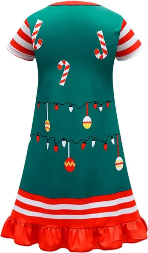 Vista 2 de VARWANEO Vestidos de disfraz de Navidad para niñas, vestido de fiesta de cosplay de Navidad de princesa