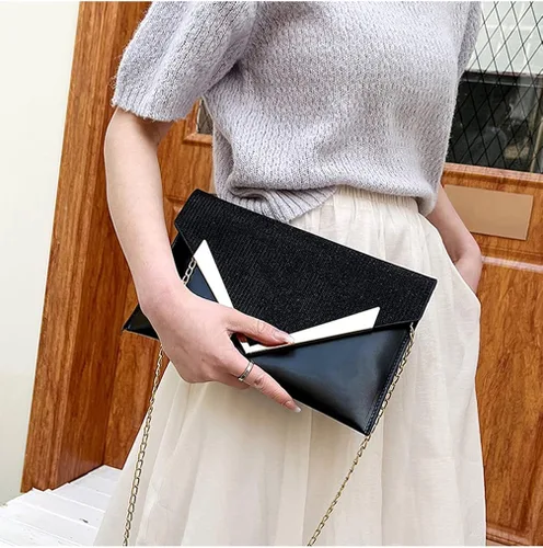 Vista 2 de Caviotess Women Shiny Sequin Envelope Clutch Purse Elegant Evening Bag Shoulder Handbag with Chain Strap