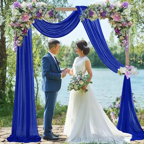 Vista 14 de FUHSY Tela de Drapeado Dorada para Arco de Boda 20 PIES 1 Panel Tela de Gasa Cortinas de Tela para Telón de Fondo de Arco de Boda Cortinas de Techo