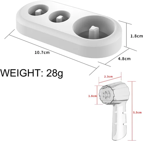 Vista 4 de Soporte para cepillos de dientes, base de soporte de repuesto compatible con cepillo de dientes eléctrico Oral B y 2 cabezales de cepillo