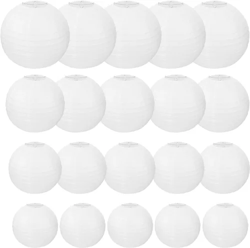 Vista 10 de Paquete de 30 linternas redondas blancas elegantes de 12 pulgadas para fiestas, bodas, cumpleaños