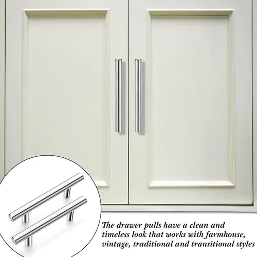 Vista 5 de Ferraycle 100 tiradores de gabinete cepillados de 3 pulgadas, accesorios de gabinete de acero inoxidable para gabinetes de cocina y baño, tirador
