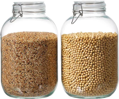 Vista 8 de Tarros de vidrio para almacenamiento de alimentos de 1 galón con tapas herméticas, juego de 1 – Recipientes transparentes con cierre de clip
