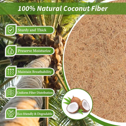 Vista 3 de Legigo Rollo de revestimiento de coco natural de 12 x 160 pulgadas, forro de coco para maceta, cesta colgante de caja de ventana, rollo de fibra