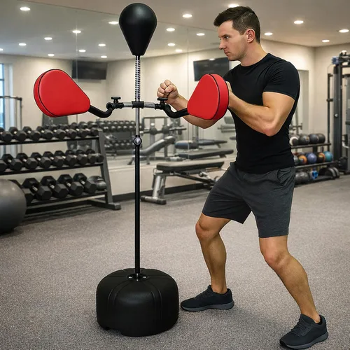 Vista 2 de Carepeutic Betaflex Entrenador aeróbico de patada y boxeo Kickboxing Training Station with 3 Adjustable Strike Targets, Height Adjustable Punching
