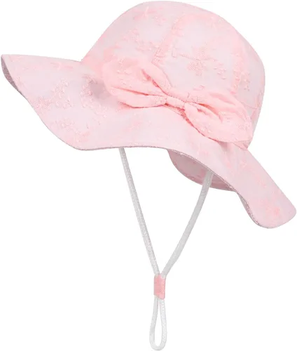 Vista 8 de Toddler Kids Baby Girl Sun Hat Floppy Cotton Summer Hat 50+ SPF Protective 04/Flor/Blanco