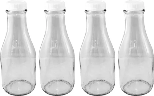 Vista 7 de The Dairy Shoppe Botella de leche de vidrio, vidrio pesado con tapa, estilo cremería (1, pinta roscada)