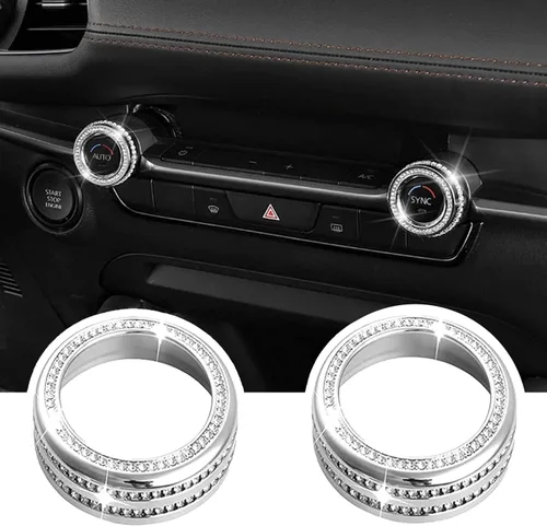 Vista 15 de Tapones para pomos de aire acondicionado, compatibles con Mazda 3 (2014-2018), cristal, decoración