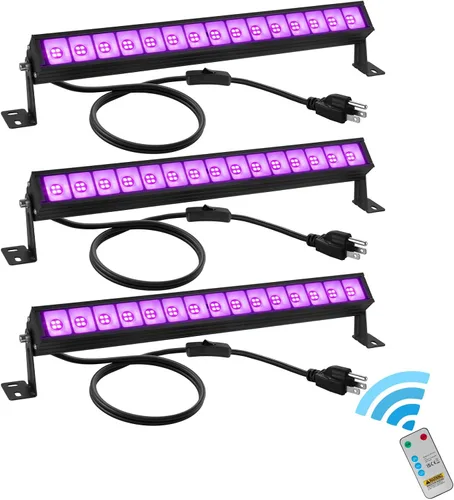 Vista 8 de Barra de Luz Negra LED de 38W Barras de Luz Negra con Enchufe e Interruptor Ilumina Área de 22x22 pies para Fiesta Fluorescente Fiestas de Halloween