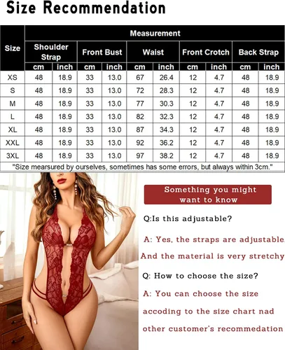 Vista 6 de Avidlove - Body de lencería de una pieza para mujer, diseño de encaje sexy con escote en V profundo, baby doll, tallas XS a XXXL
