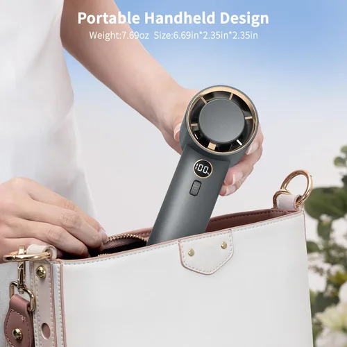 Vista 7 de Ventilador portátil, ventilador turbo personal de mano con 1-100 velocidades ajustables, 5000 mAh [15 horas de tiempo de trabajo máximo] recargable