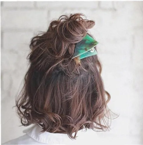 Vista 3 de Horquilla de tinta triangular geométrica linda para mujer, pinzas para el cabello de las niñas, accesorios de decoración