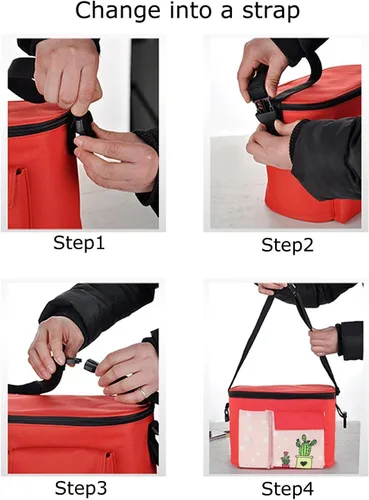 Vista 6 de Organizador de cochecito Bolsa de cochecito Múltiples bolsillos Gran capacidad Dos métodos de uso (negro)