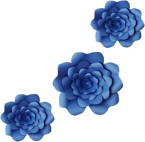 Vista 7 de N/C 3 piezas de flores de papel para fiesta, flores de papel para fondo de boda, decoración DIY hecha a mano para fondo de boda, decoración de pared