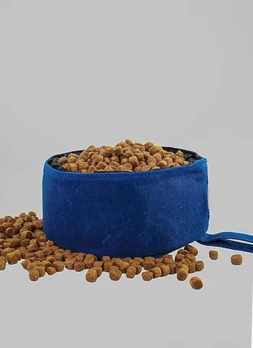 Vista 3 de CALDO Cuenco plegable para perros, perfecto para alimentos y agua sobre la marcha (azul)